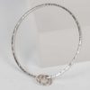 Battered Style Rectangular Edge Sterling Silver Bangle with Two Rings - Size M/L