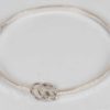 Battered Style Rectangular Edge Sterling Silver Bangle with Two Rings - Size M/L - Image 2