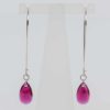 Swarovski Ruby Pear Long Drop Earrings - Image 2