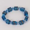 Blue Glass Square and Round Beaded Bracelet - Size Medium