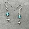 Long Silver and Plain Blue Glass Bead Starfish Earrings - ON SPECIAL OFFER! - Image 2