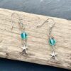 Long Silver and Plain Blue Glass Bead Starfish Earrings - ON SPECIAL OFFER!
