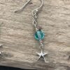 Long Silver and Plain Blue Glass Bead Starfish Earrings - ON SPECIAL OFFER! - Image 3